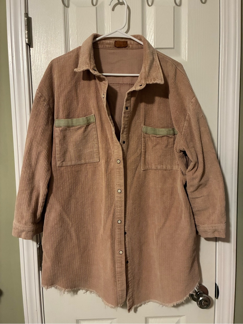 Corduroy Button-Up Overshirt in Light Brown